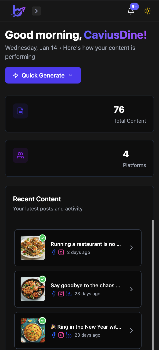 Buzzlet AI Mobile Dashboard